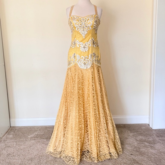 Sue Wong  Gown NWT Yellow Embellished Evening Dress size 6 - Picture 2 of 11